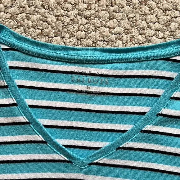 TALBOTS  -- Cotton V-Neck Tee - Merida Stripe -- Excellent Condition - Picture 12 of 13